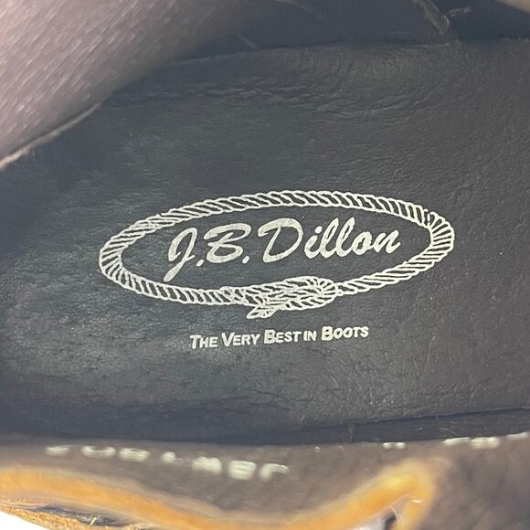 JB Dillon Brown Leather Buckle Zip Up Block Heel Ankle Boots Western Size 9B - Picture 12 of 14